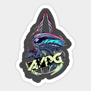 Impaled Alien (with splatter logo) Sticker